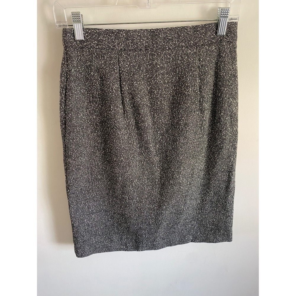 Perceptions Womens Size 6 Gray Tweed Knit Pencil Skirt Elastic Back 2128066